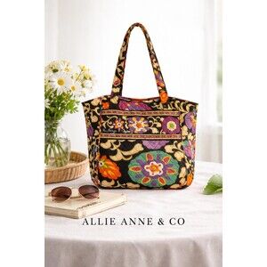 Vera Bradley Suzani Tote Bag / Quilted Cotton Floral Shoulder Bag Purse